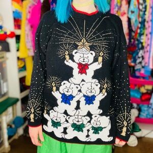 Vintage bear Christmas sweater